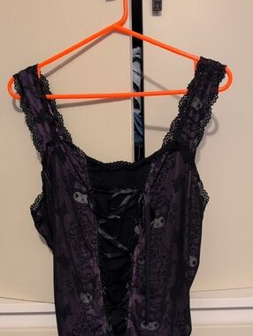 Purple and Black Gothic Lace-Up Dress